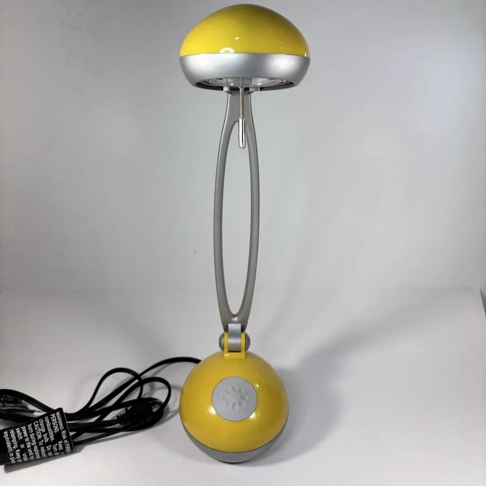 Vintage Yellow Silver Grey Desk Lamp Futuristic UV Filter 001 Space Age